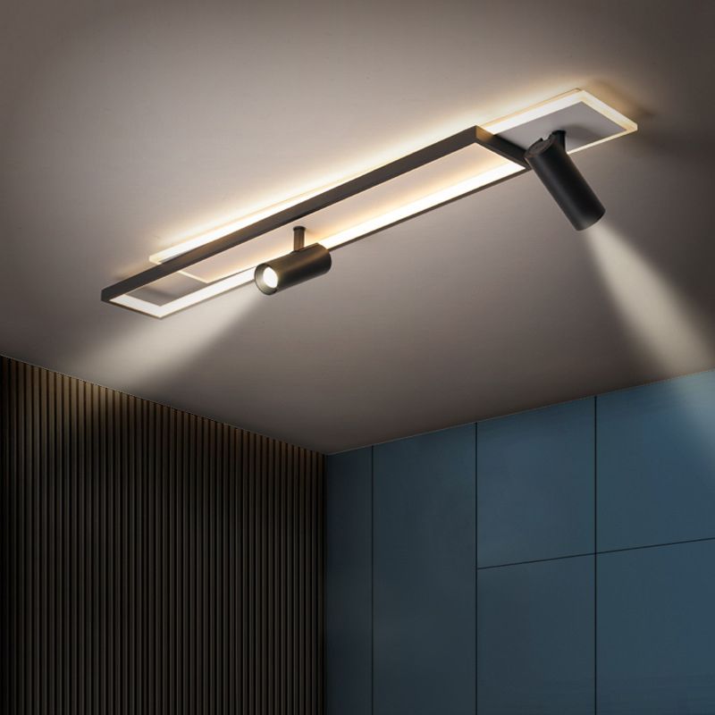 Nouveau Luminaire de plafond de salon linéaire de lumière affleurante de LED de fer moderne avec 2 projecteurs