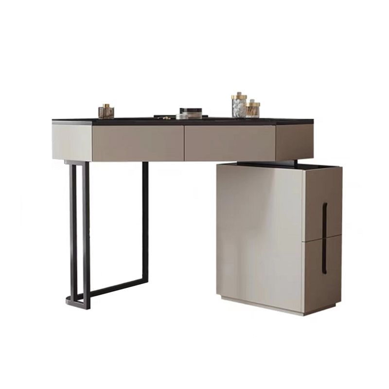 Modern Glass Corner Vanity Table Set 29.53" D 4-Drawer Makeup Vanity Table