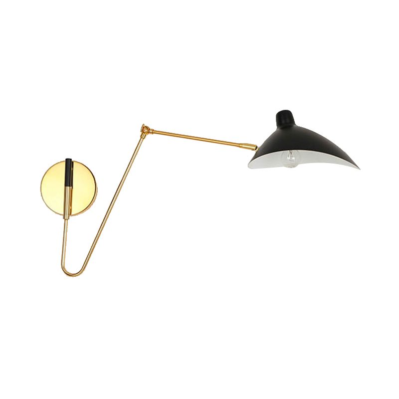 Metallic Duckbill Shade Wall Lamp Modern Style 1 Head Black Finish Sconce Lighting with Straight/Curved Arm