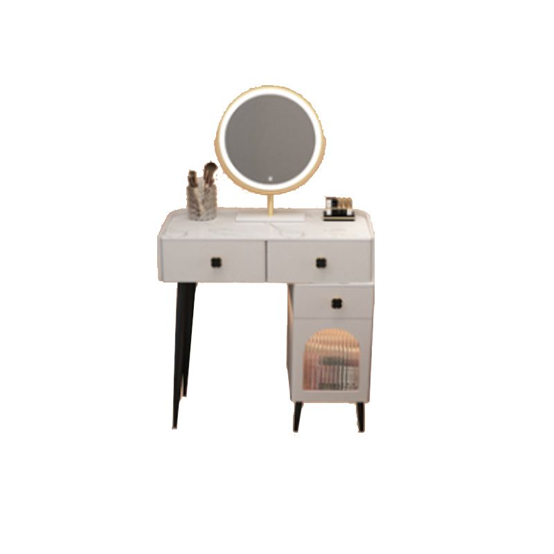 Solid Wood Makeup Vanity Desk Lighted Mirror Makeup Vanity Set with Drawer