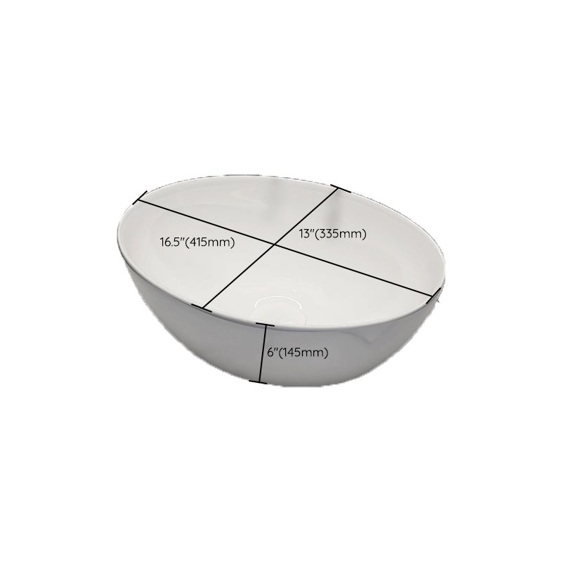 Modern Style Vessel Bathroom Sink Round Ceramic Vessel Bathroom Sink in White