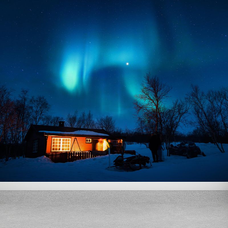 Contemporary Mural with Aurora Pattern Moisture Resistant Wall Covering for Wall Decor