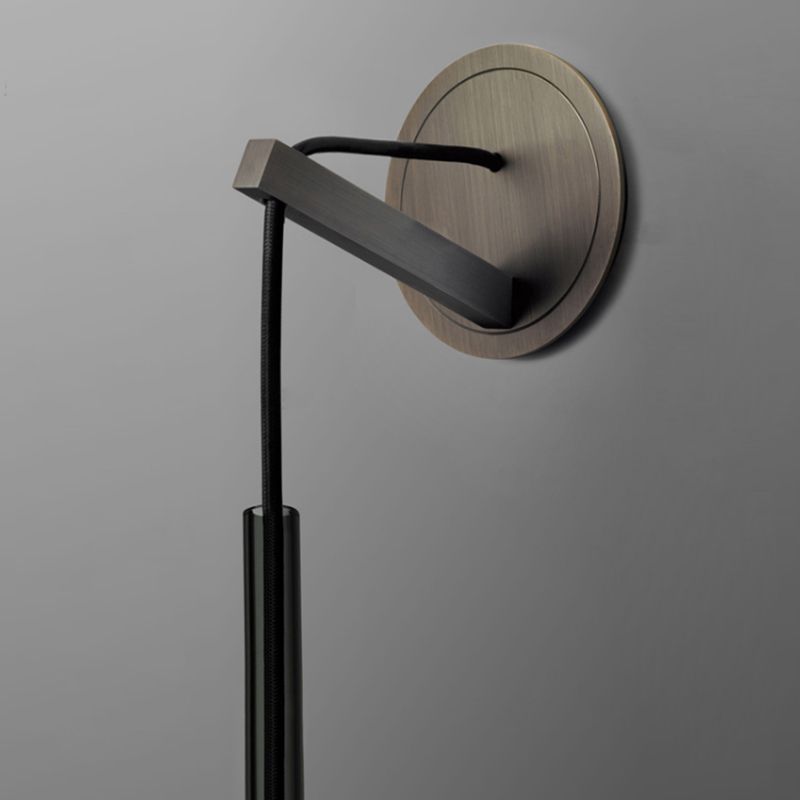 Half Cylinder Shade Crystal Wall Sconce Modern Style 1 Light Wall Mounted Light in Black