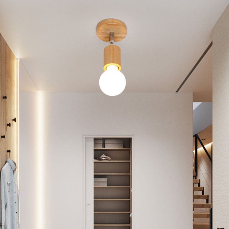 Contemporary Wooden Ceiling Light Creative Flush Mount Light Fixture for Bedroom