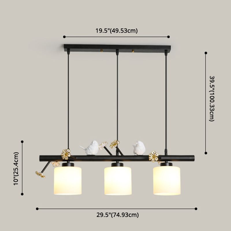 Opal Glossy Glass Shade 3 Lights Isola Isola Accenda Lampade isola di transizione dell'isola per sala da pranzo