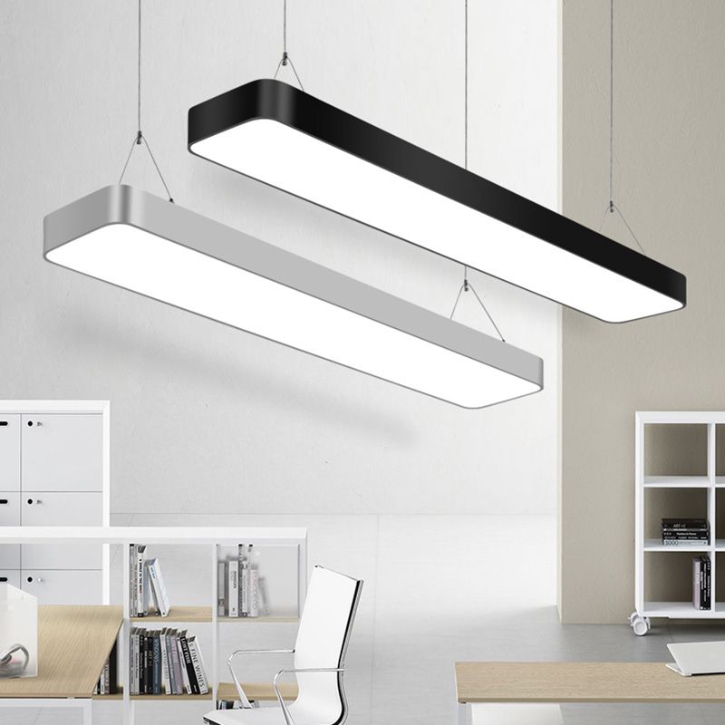Einfache Rechteck -Anhänger Beleuchtung Metall Office LED Hängende Licht mit Acryldiffusor