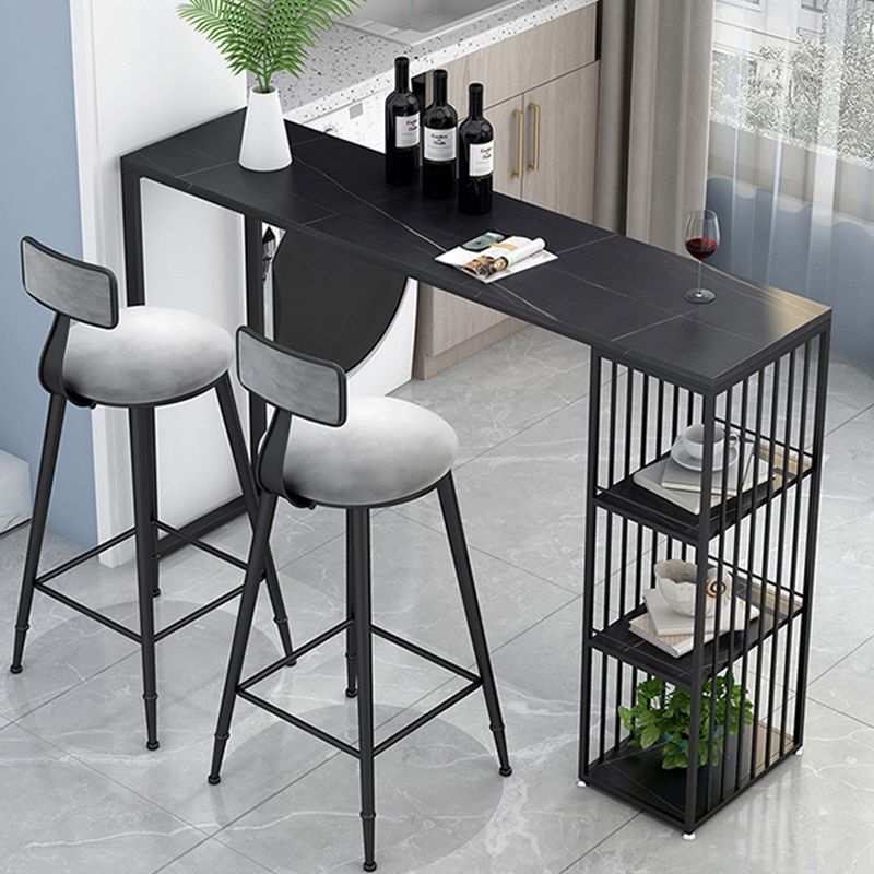 Industrial Style Bar Table Stone Rectangle Pub Table for Outdoor and Breakroom