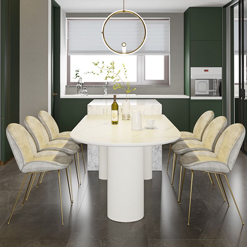 Sintered Stone Top Free Form White Table for Restaurant Modern Dining Table with 3 Legs