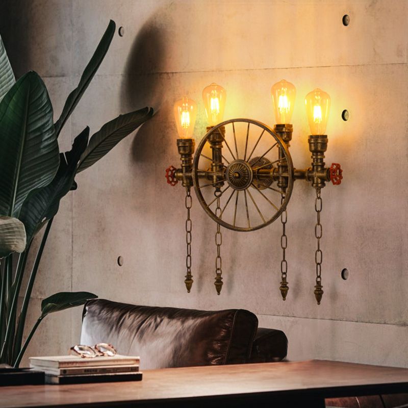 Industrial Metall Wandleuchte Wasserrohr Multi -Licht Wandleuchte für Café