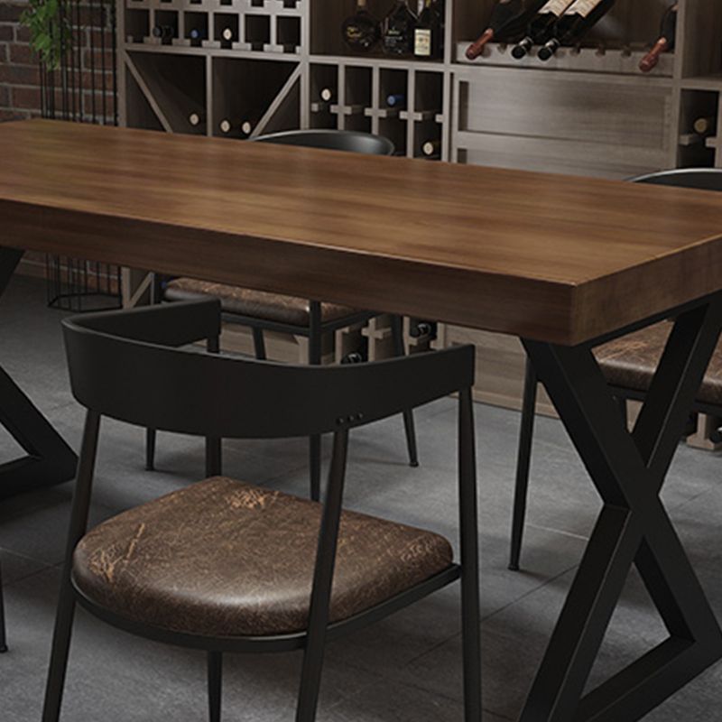 Industrial Rectangle Dinner Table Black Metal Sled Base Dining Site Table