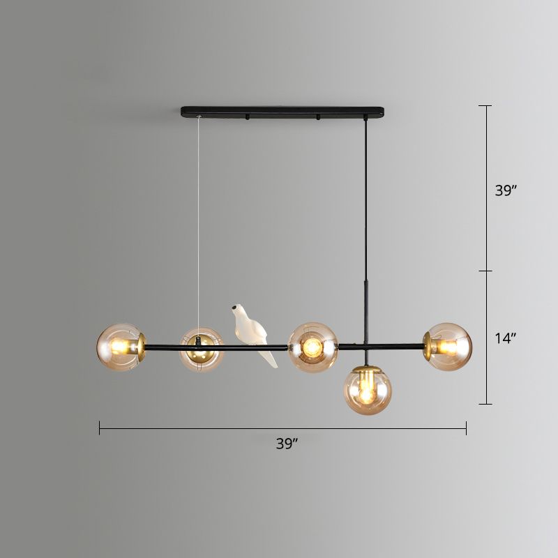 Modo Island Light Postmodern Glass 5-Light Suspended Lighting Fixture for Restaurant