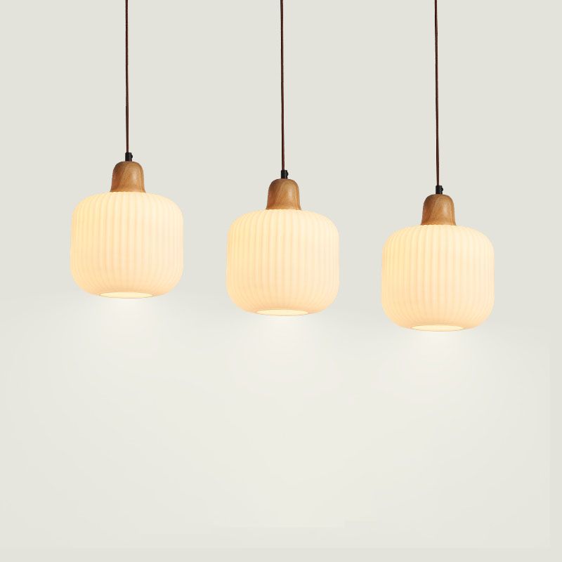 Wit Rubberwood Hanglampverlichtingsarmaturen Moderne Lantern Suspension Lamp voor restaurant
