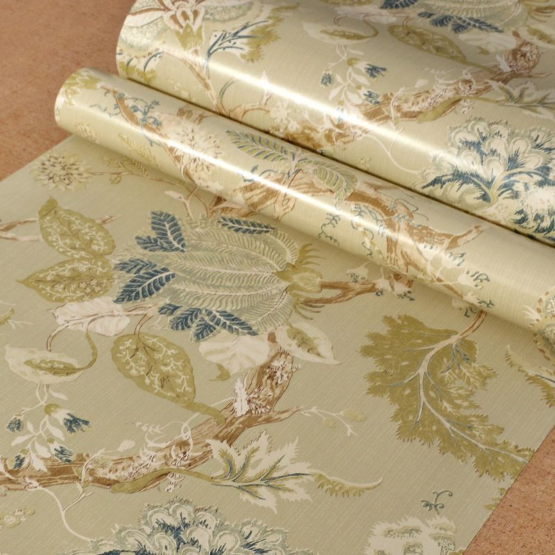 Beige Paper Moisture-Resistant Damasque Wallpaper, 33-foot x 20.5-inch