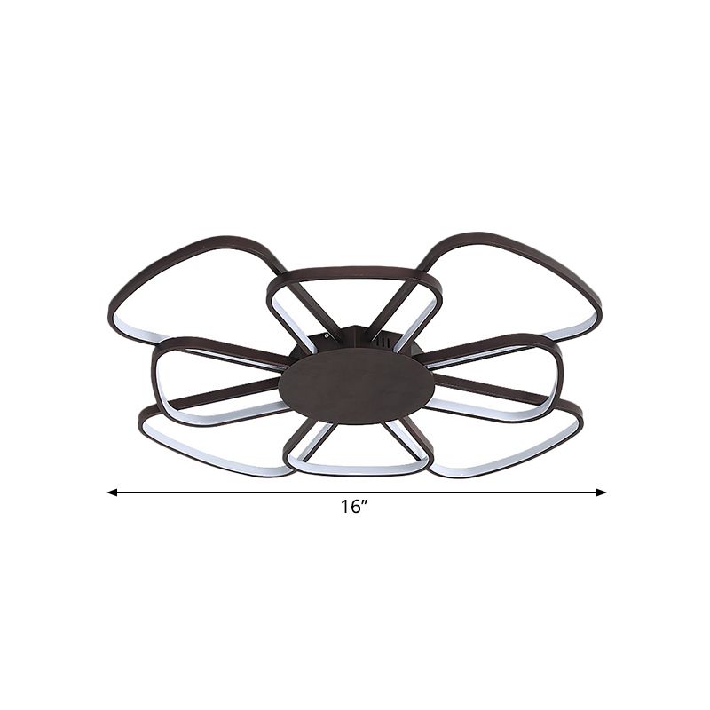 Minimalism Flower Ceiling Lamp Metallic LED Parlor Flush Mount Fixture in Coffee, Warm/White Light