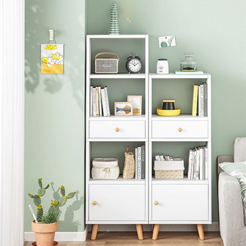 Engineered Wood Standard Bookshelf Matte Finish Shelf Bookcase with Doors
