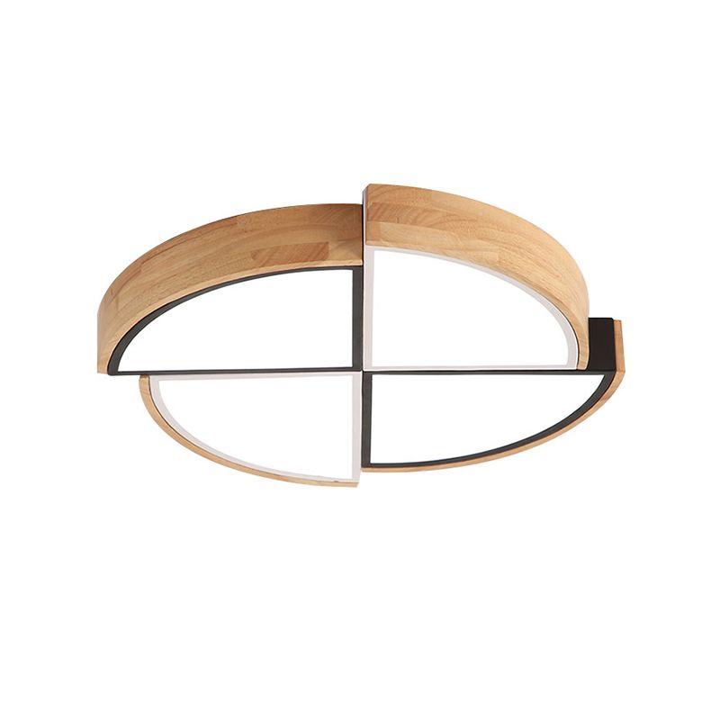 Plafoniera a soffitto a LED in stile nordico con giunzione in legno rotonda per camera da letto