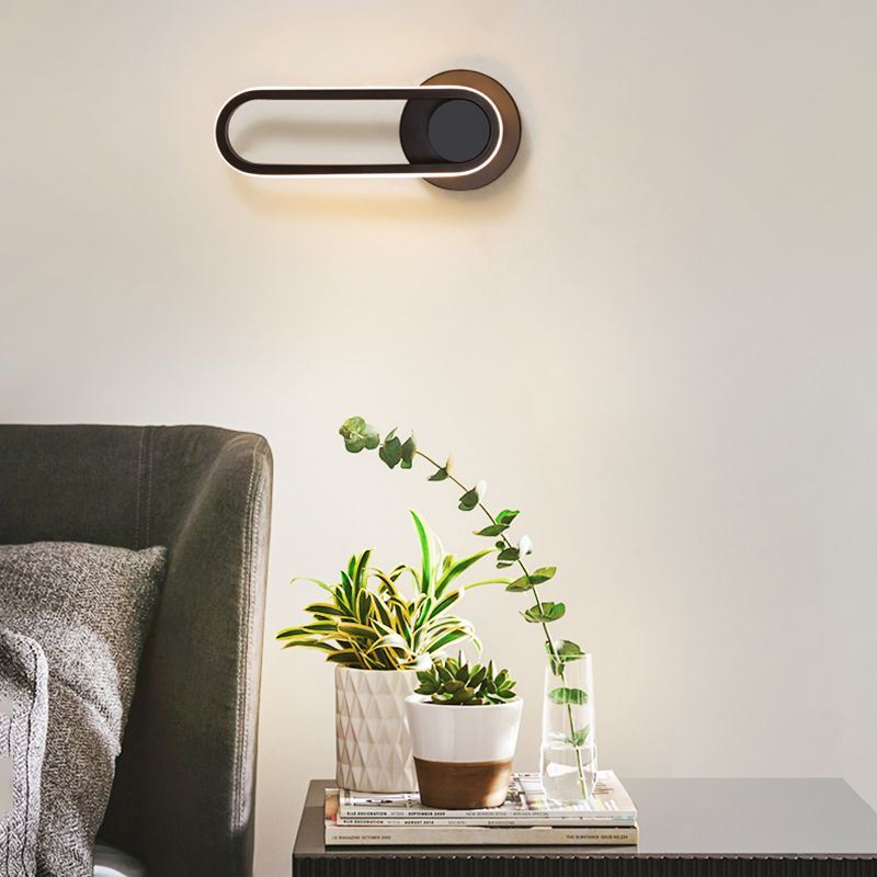 Minimalismo de LED de apliques de pared ovalada modernista 1 Luz de la pared ligera para el comedor