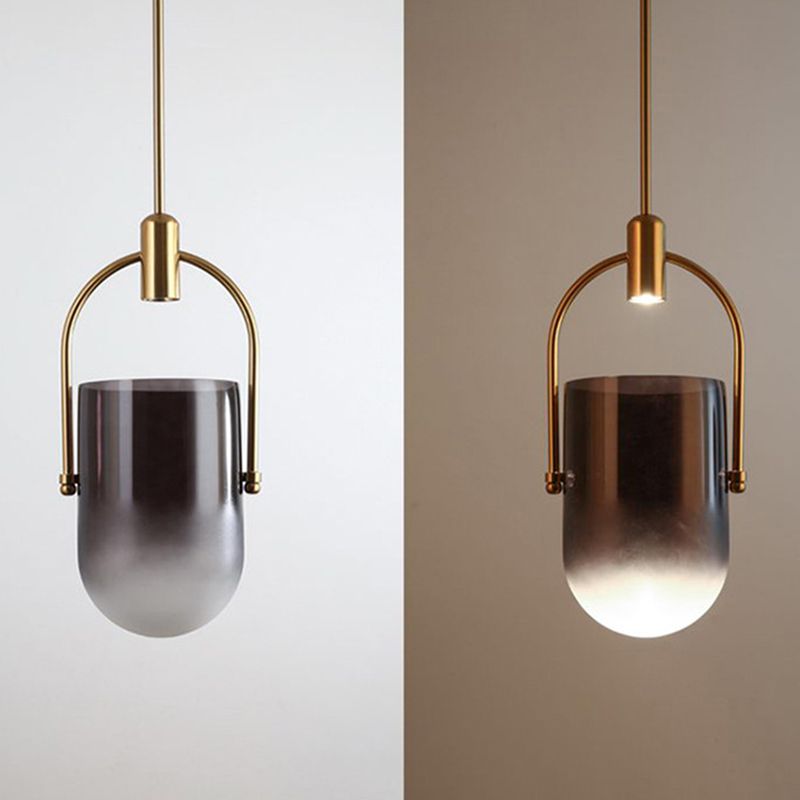 Golden moderne stijl glas hangend licht met enkele lamp mini slaapkamer verlichtingsarmatuur