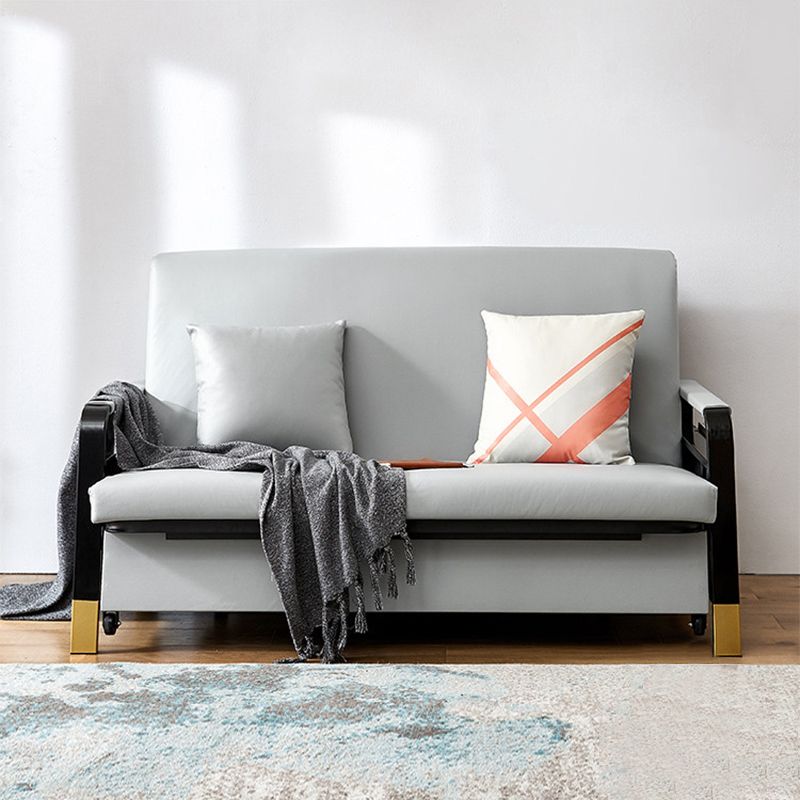 Convertible Bed Sofa with Storage Square Arms Cushion Back Bed Sofa