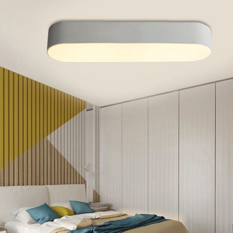 Lámpara de techo empotrada con caja de borde liso, LED de metal moderno, 23,5 "/ 35,5" de ancho, luz de techo empotrada blanca/negra para dormitorio en luz blanca/cálida