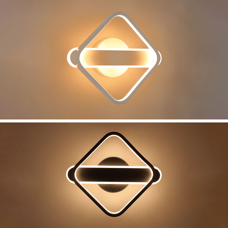 Square Aluminum Simplicity LED Wall Lamp 9.5" H Geometric Lines Acrylic Sconce Lighting Fixture for Bedroom