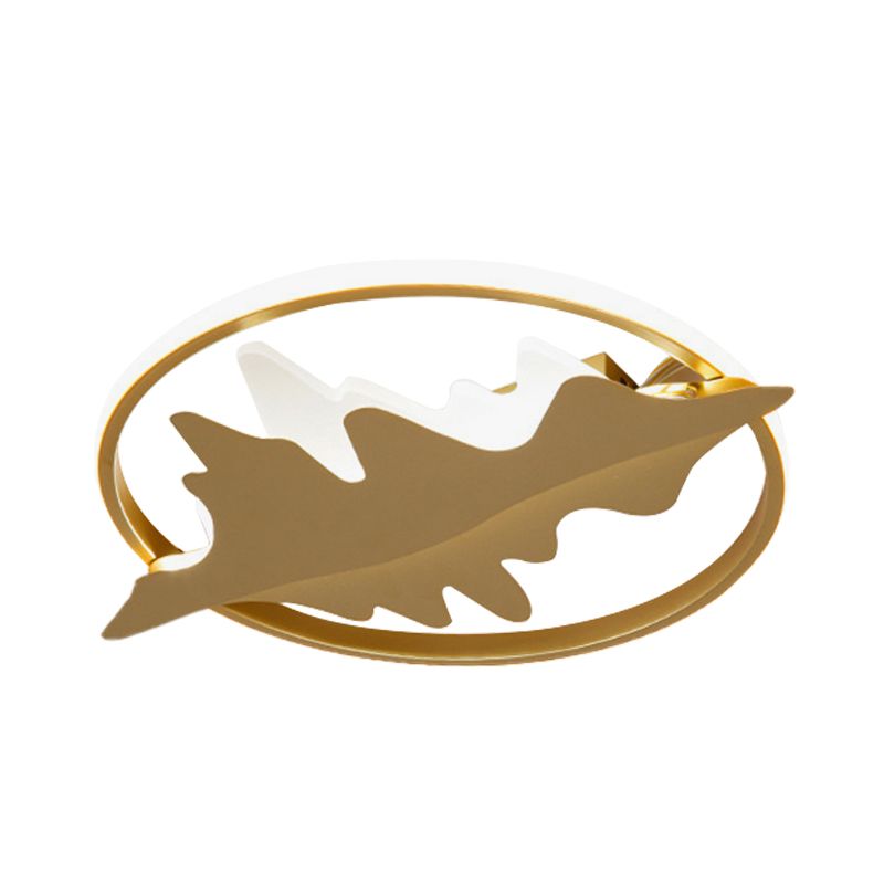 Crown/V-Shaped Acrylic Ceiling Mount Kids Style LED Golden Finish Flushmount Light for Living Room