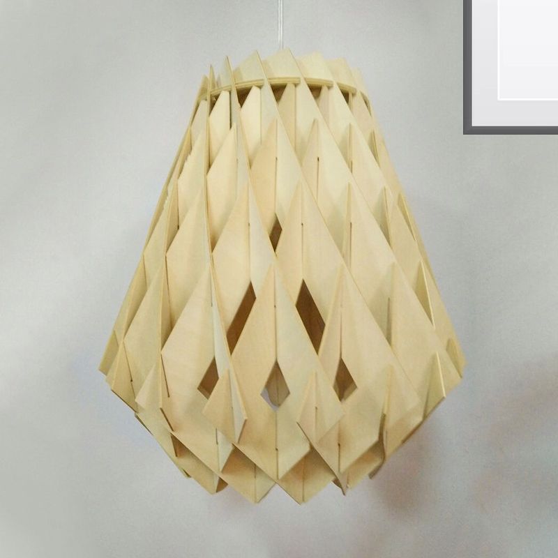 Lámpara de techo de frasco de madera Modernista 1 Luz de colgante colgante de bombilla en beige para tenderos