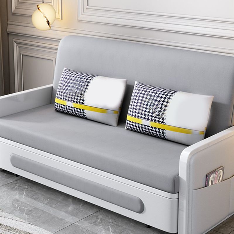 35.43" Wide Linen Sofa Bed Scandinavian Square Arm Sleeper Sofa