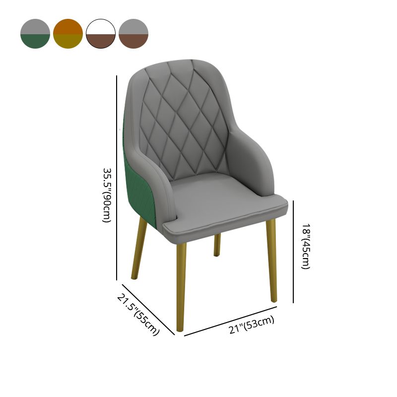 Scandinavian Design Leather Dining Chairs Solid Back Arm Side Chair for Kitchen