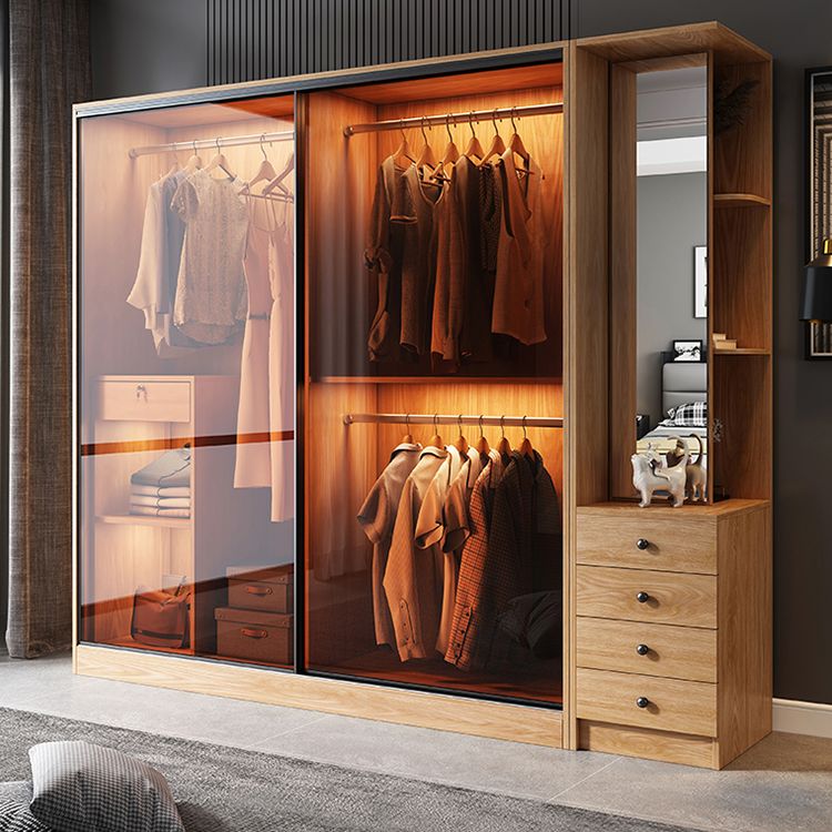 Clear Glass Door Storage Cabinet Modern Sliding Door Wardrobe for Home