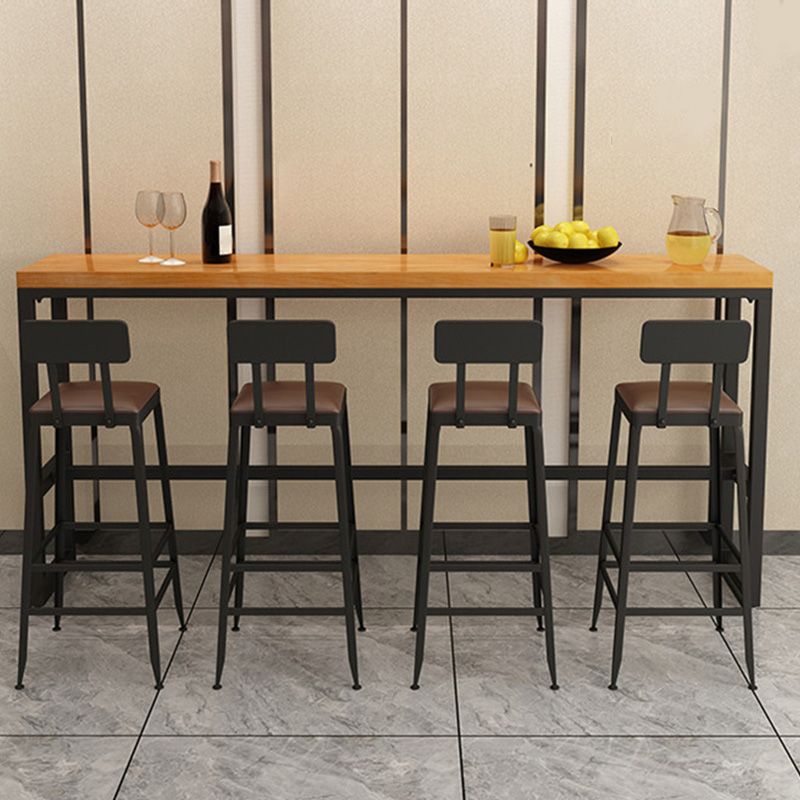 Rectangular Bar-height Table Solid Wood 41.3"H Bar Table with Black Base