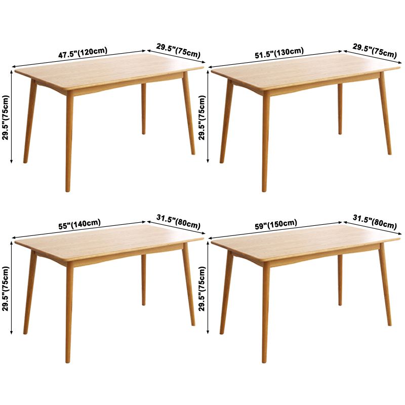 Oak Solid Wood Dining Table Simple Style Rectangle Dining Site Table with 4 Legs