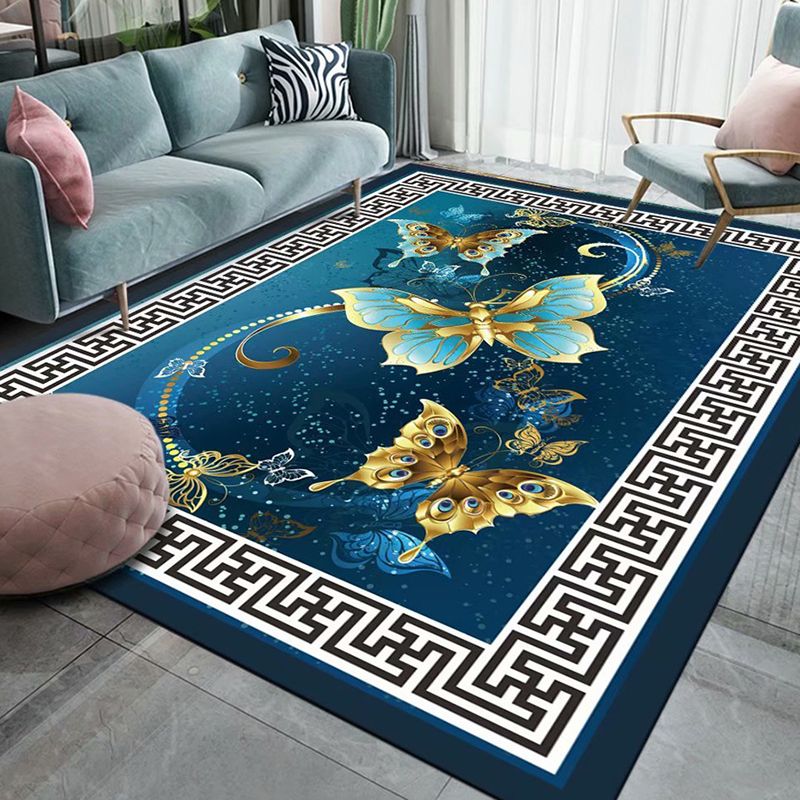 Gold Abstract Line Rug Polyester Simple Indoor Rug Washable Rug for Home Decor