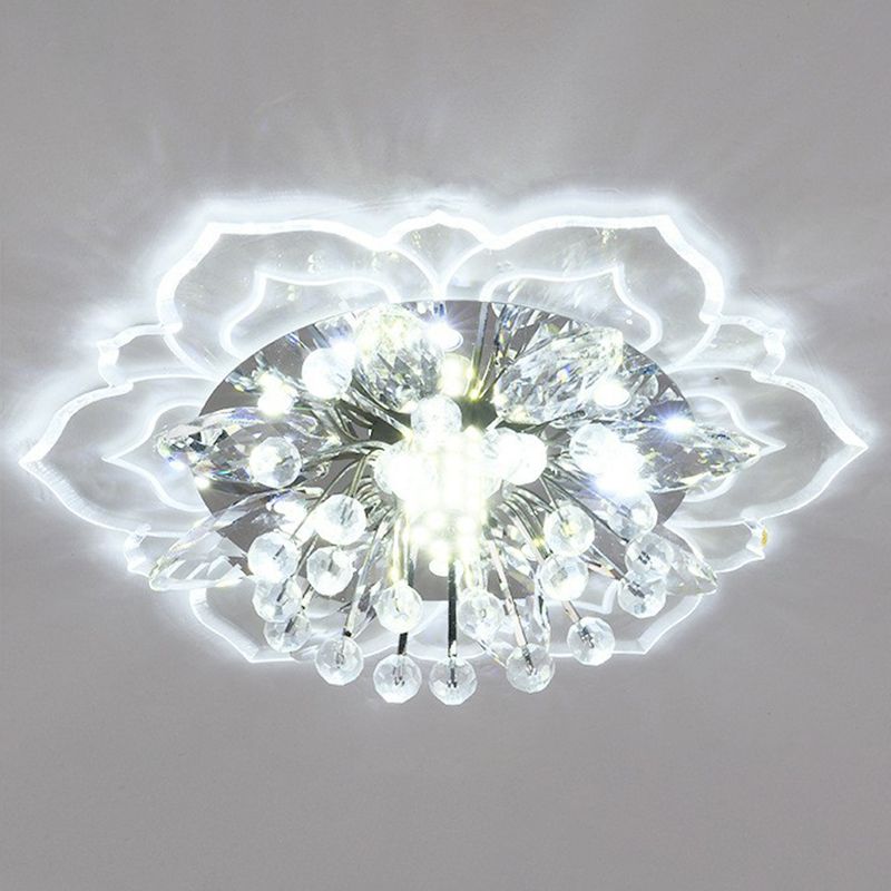 Blossom Crystal Flush Ceiling Light Contemporary Clear LED Flush Mount Lighting Fixture