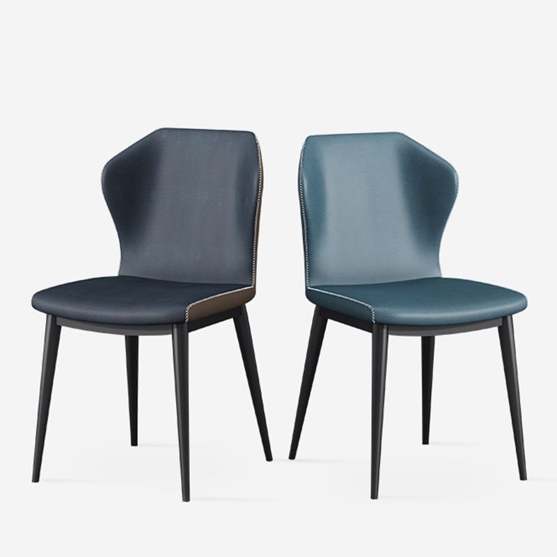 Chaises de salle à manger contemporaines en métal Chaises sans accoudoirs en similicuir (Ensemble de 4)