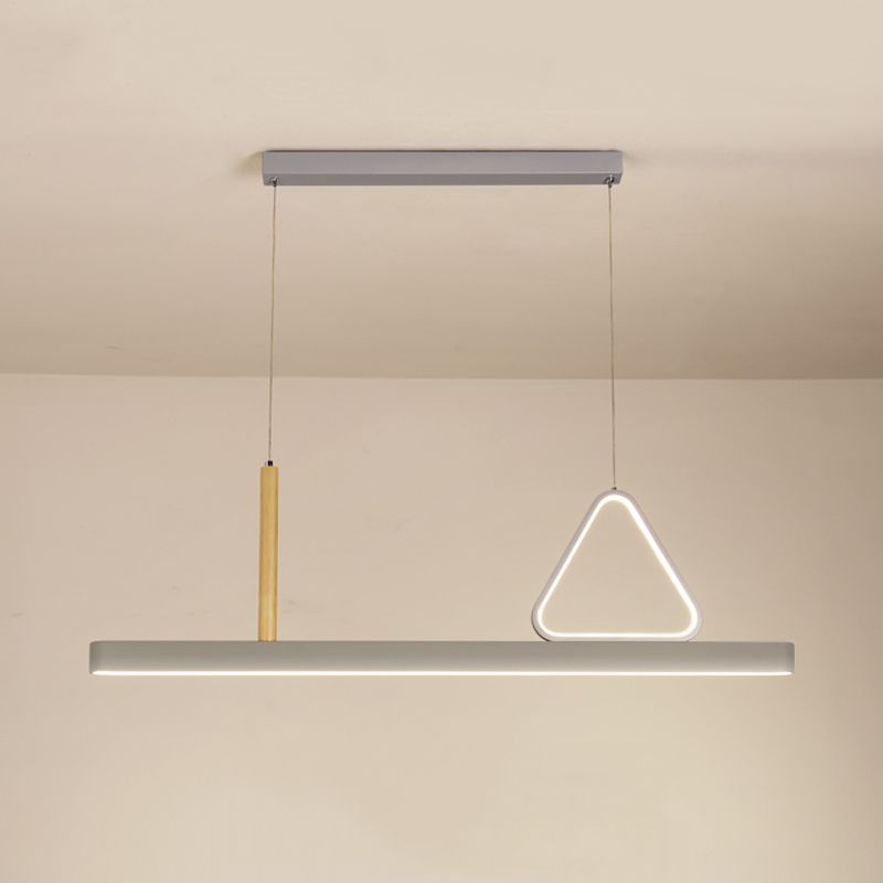 Sala de estar nueva iluminación moderna de isla LED lineal de metal lineal en gris