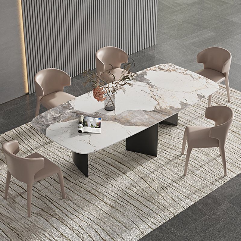 Contemporary Style 1/3/4/6/7/8 Pieces Dining Chairs Set Rectangle Stone Furniture in Gray