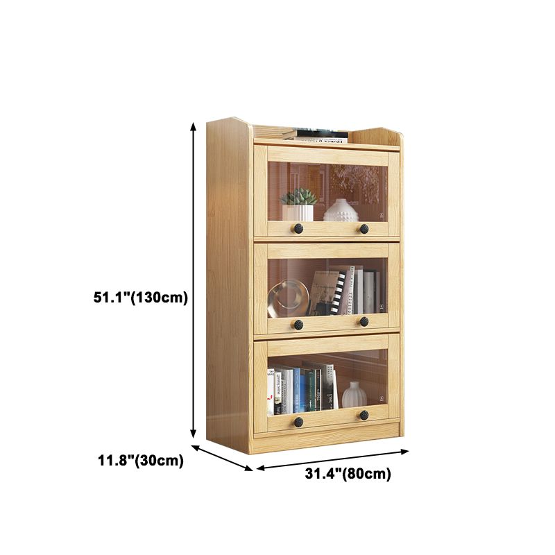 11.8" W Closed Storage Bookcase Modern Wooden Bookshelf with Glass Doors