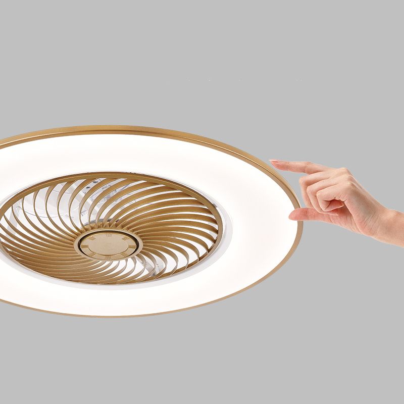 Moderne Einfachheit LED -Deckenventilator leichte schmiedeeiserne kreisförmige Flush -Berg mit Acrylschatten