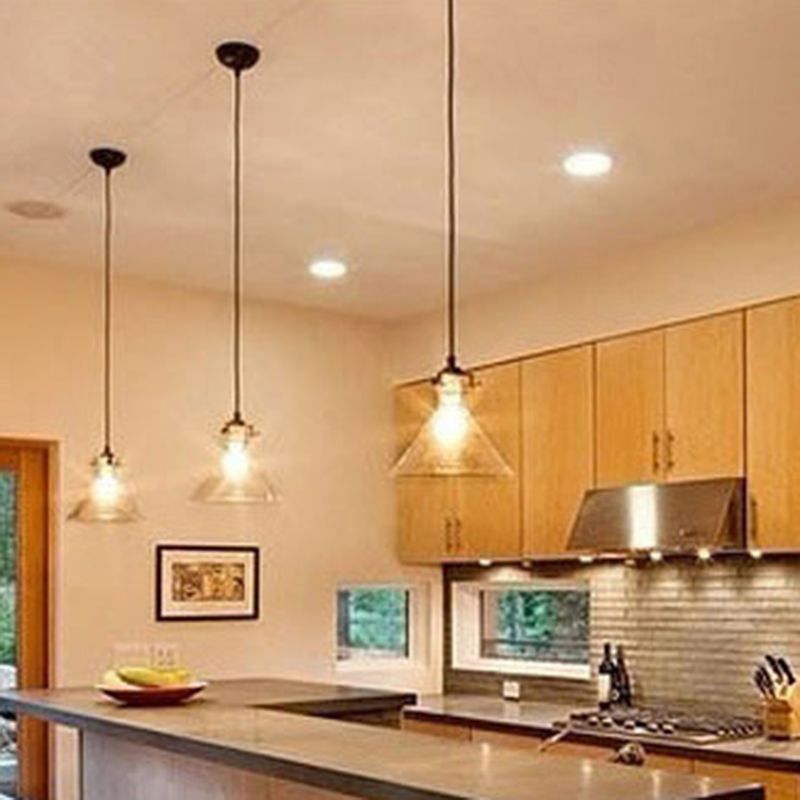 Heldere glazen kegel schaduw plafond hanger lamp industriële stijl enkele lamp hangend licht voor gang gang