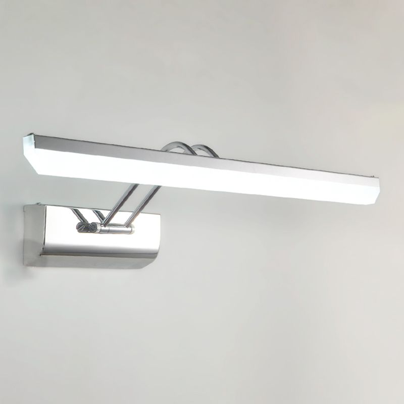 Luce di vanità moderna lineare Metal Mirror LED a 1 luce Light per bagno in argento
