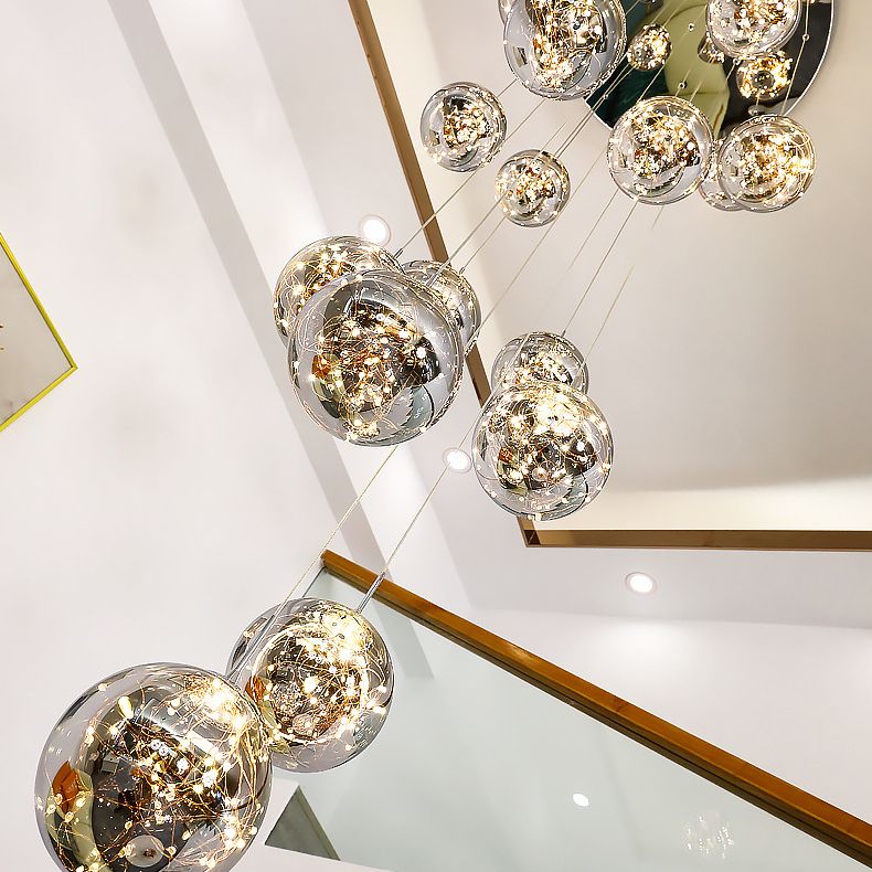 Modern Cascade Pendant Pure Glass Light Foyer Light Indoor Lighting