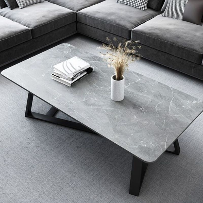 Trestle Marble Cocktail Table Contemporary Rectangular Coffee Table