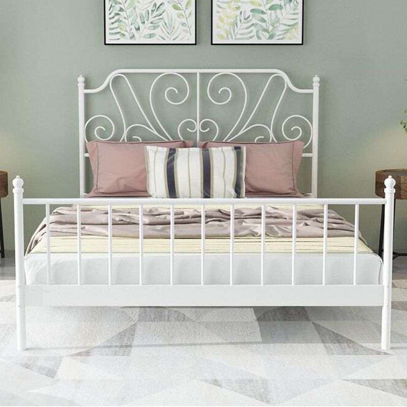 Modern Style Metal Bed Including Headboard Open-Frame Bed in Black/White