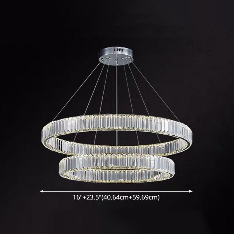 Ultra-modern Ring LED Chandelier Lamp Crystal Suspension Pendant Light for Living Room