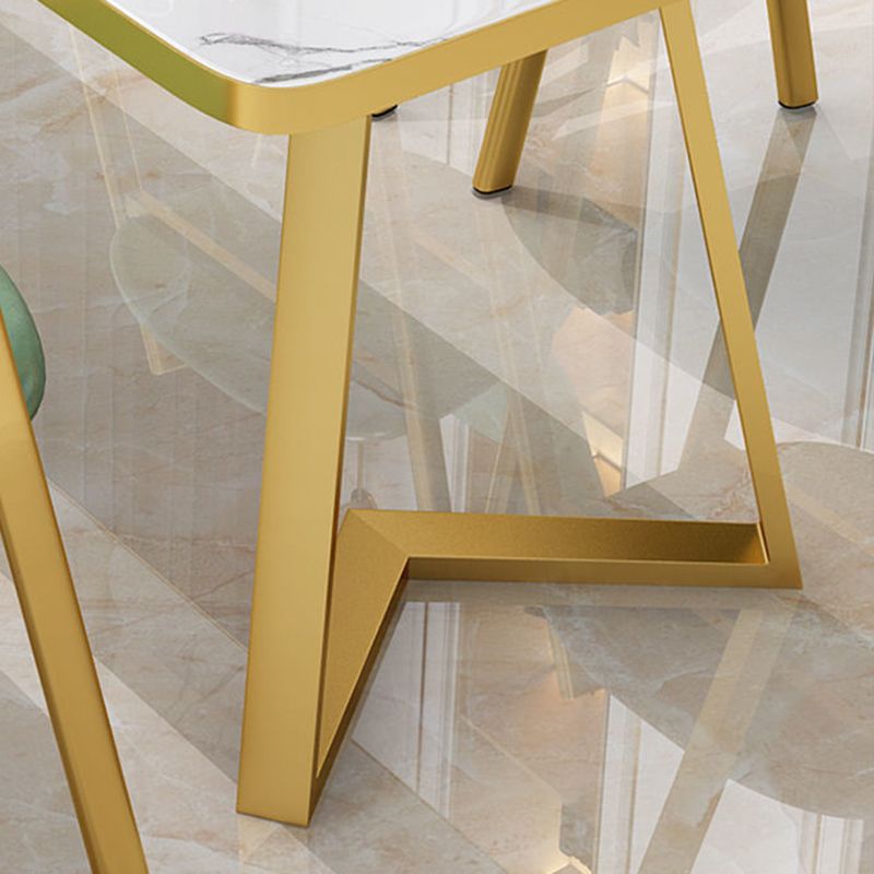 Dinner Room Dining Table Kitchen Luxury Stone Metal Base Dining Table