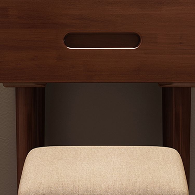 Solid Wood Flip-top Vanity Set Mirrored Vanity Desk Stool Set