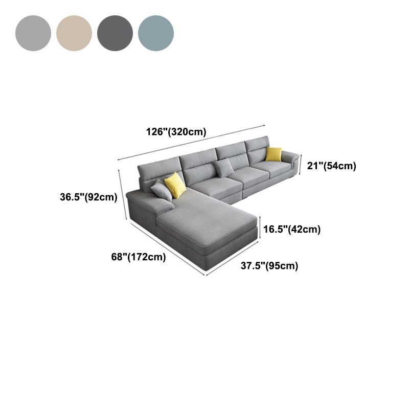 Contemporary 4-seater Fabric Sectional 125.98" W Pillow Top Arm