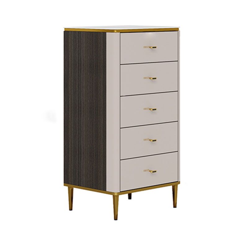 Glam Stone Storage Chest Bedroom Vertical Chest with Drawers