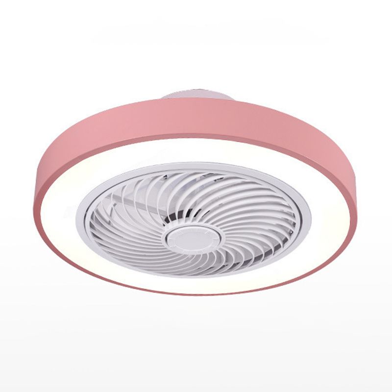 Modern Concise LED Ceiling Fan Light Lacquered Iron Circular Macaron Ceiling Fans with Acrylic Shade